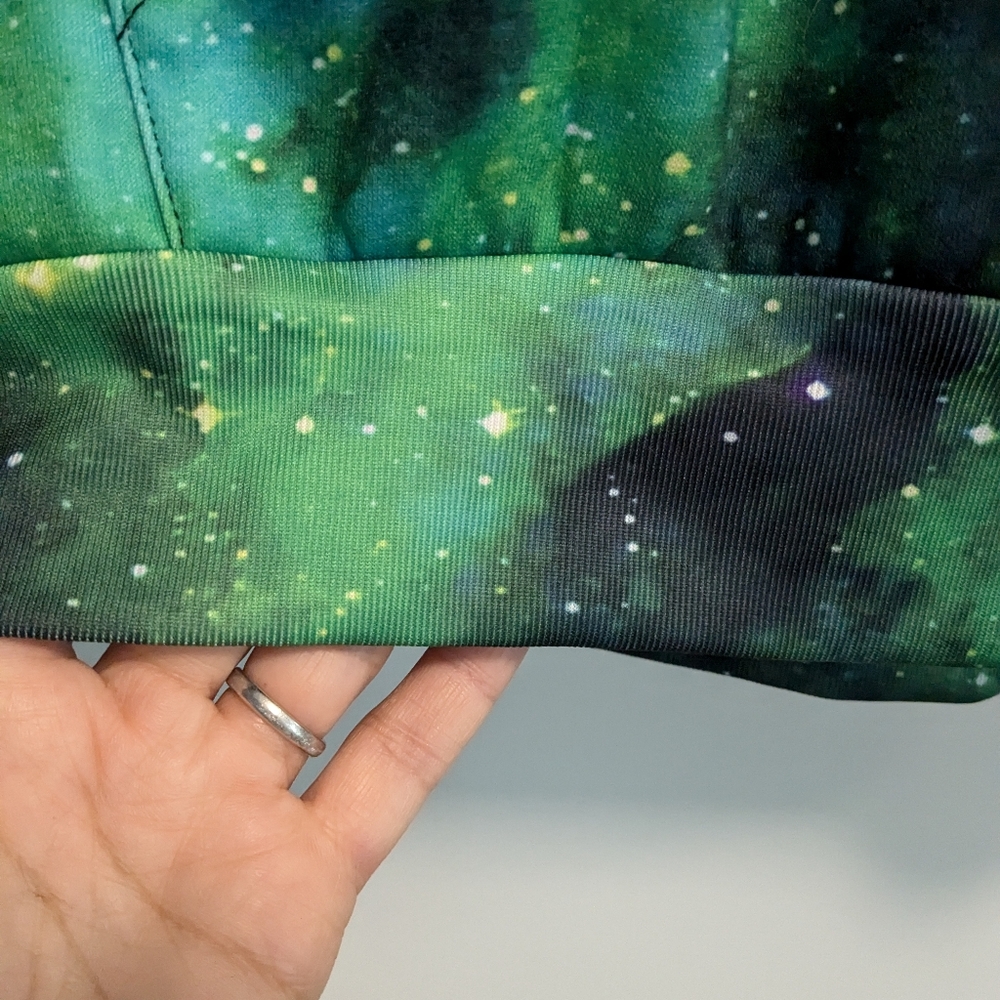 Space Sweatshirt with Front Pocket Blue Green Black Sz Kid XXL - Picture 3 of 8